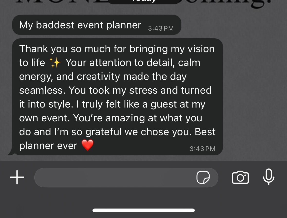 Screenshot of a happy customer testimonial for Yomi Doll Events